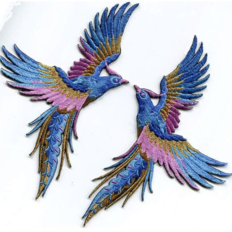 Embroidery Letter M - Phenix Birds Azure Синий Розовый Золотой