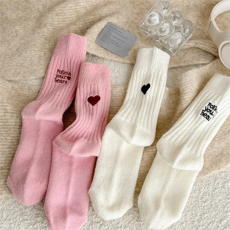 Embroidery On Socks - Harajuku Kawaii средние носки-трубы, осенне-зимние новые
