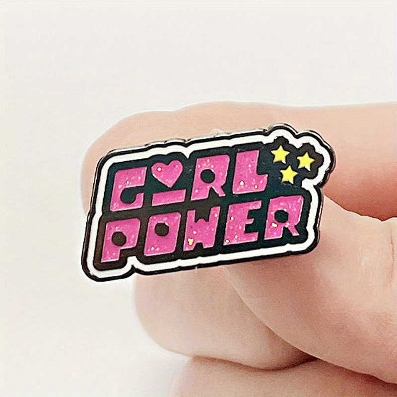 Embroidery Letter M - Розовый значок «GIRL POWER» из сплава