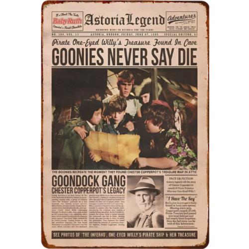 Embroidery Writing - Винтажная металлическая табличка «Goonies Never Say