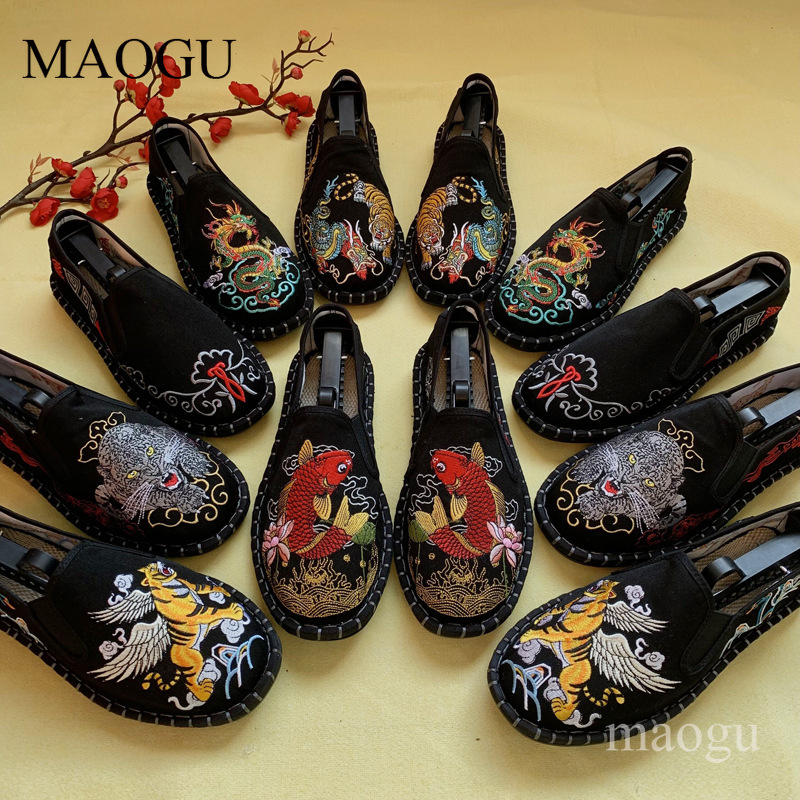 Embroidery Stitches - Унисекс-лоферы в китайском стиле с вышивкой,