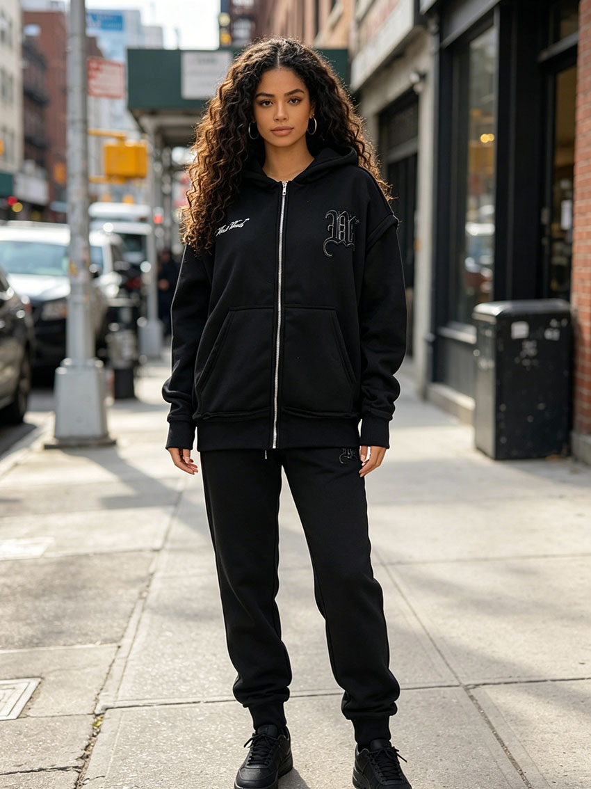 Женская толстовка-худи на молн – обзор и цена Embroidery Zip Up Hoodie